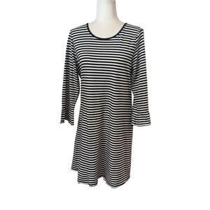 Kate Spade Black and White Stripe Dress with 3/4 Sleeves. Sz M. Great Condition!